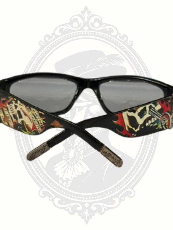 Ed Hardy Death Is Certain Skull Sunglasses EHS015 Black Leather Arms + Case main image 16